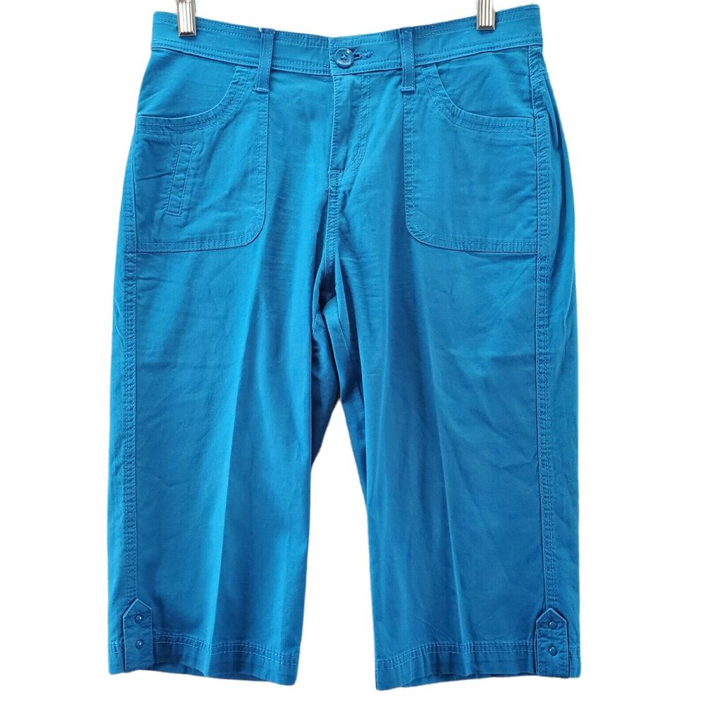 Lee Womens Cropped Capri Pants Size 4 Medium Solid Blue Sinfully Soft Stretch